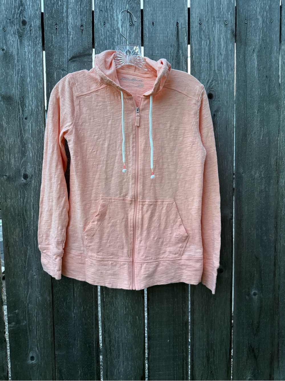 Womens XS Eddie Bauer  Peach Zip Up Hoodie Slub Knit New without tags.